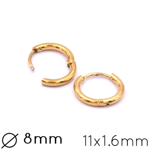 Huggie hoop earrings Gold steel - 11x1.6mm (2)