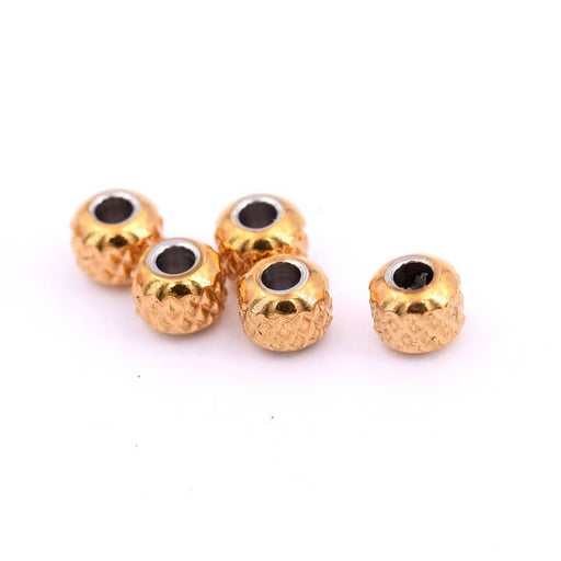 Rondelle bead gold steel diamond cut - 4x3.5mm - Hole: 1.6mm (8)