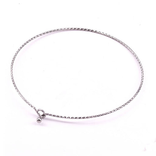 Bangle bracelet thin stainless steel ribbed - 60mmx1mm (1)