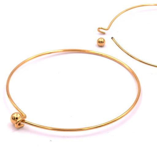 Torque bangle bracelet golden stainless steel - screw ball - 62mm (1)