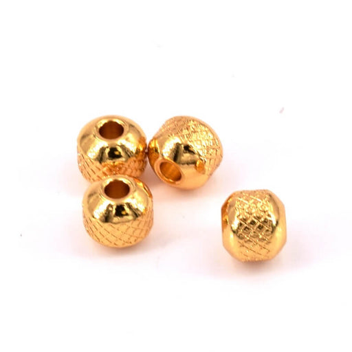 Spacer heishi bead golden stainless steel - diamond cut - 6x5mm - Hole: 1.5mm (4)