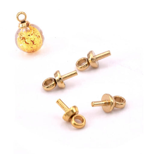 Mini piton hook for semi-drilled bead in golden stainless steel 6x3mm (4)