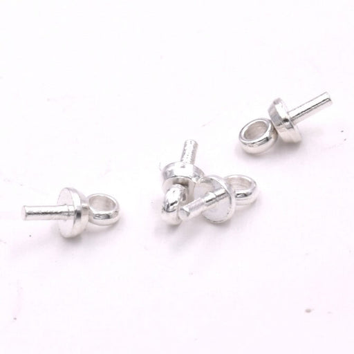 Mini piton hook for half-drilled bead silvered stainlesse steel 6x3mm (4)