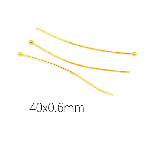 Head pin 40x0.6mm golden stainless steel - ball: 1.8mm (5)