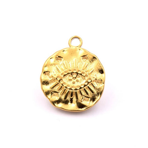 Buy Medal pendant with eye golden stainless steel 19x16mm (1)