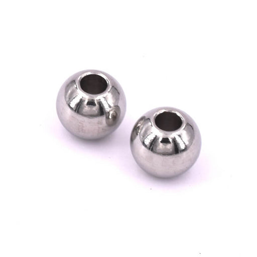 Round bead stainless steel 8x7mm - Hole: 3mm (2)
