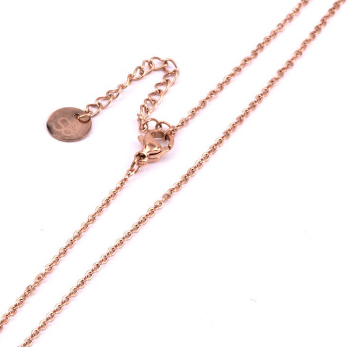 Necklace forçat mesh chain Rose gold stainless steel 41+4cm - 1mm (1)