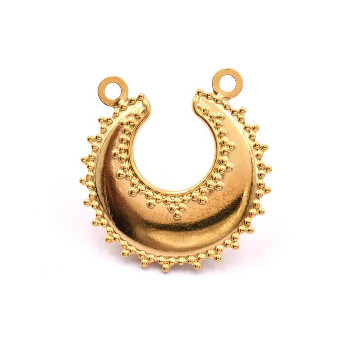 Ethnic moon pendant in gold stainless steel 3.5cm (1)