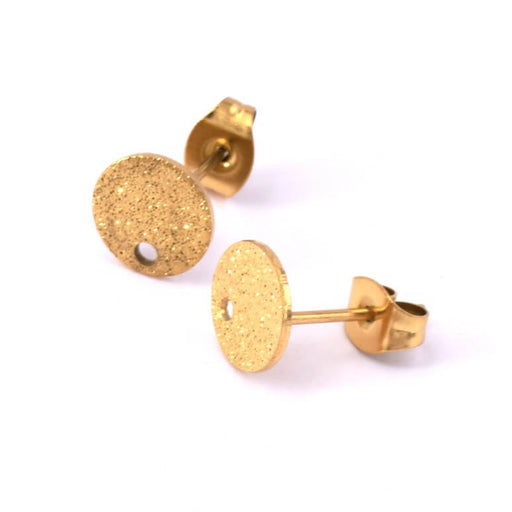 Earrings Stardust textured gold stainless steel - 8mm (2)