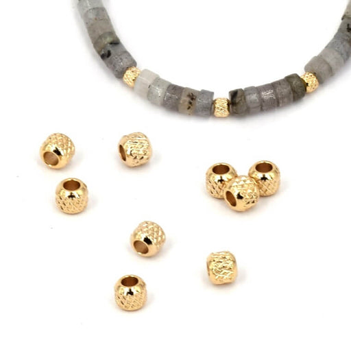 Rondelle bead Golden steel diamond cut 3x2.5mm - Hole: 1.2mm (10)