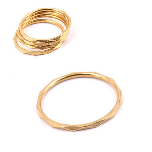 Buy Faceted round ring connector gold stainless steel ring 17.3mm (1)
