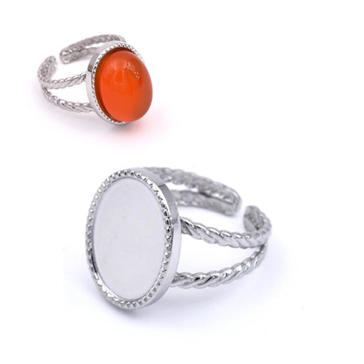 Buy Adjustable ring stainless steel for 16x12mm oval cabochon (1)