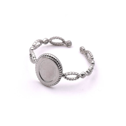 Buy Twisted ring for 8x6mm oval cabochon - Stainless steel (1)