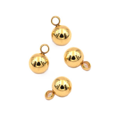 Buy Ball pendant 4mm Golden stainless steel - Hole: 1.5mm (4)