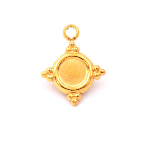 Pendant charm golden steel 9mm for cabochon 4mm - Hole: 1.5mm (1)
