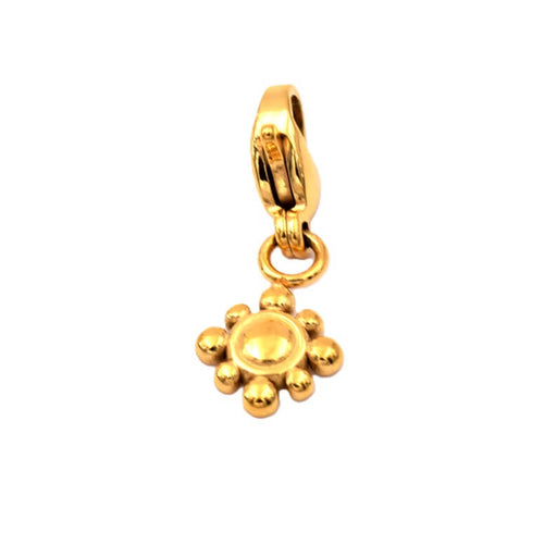 Pendant flower charm golden steel with lobster clasp 8mm (1)