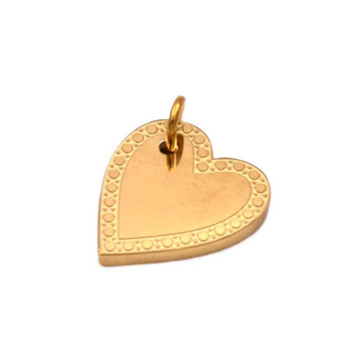 Golden stainless steel leaning heart charm pendant 14x12mm (1)