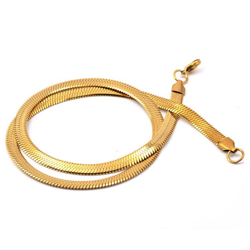 Necklace golden stainless steel flat snake chain 45cm - 5mm (1)