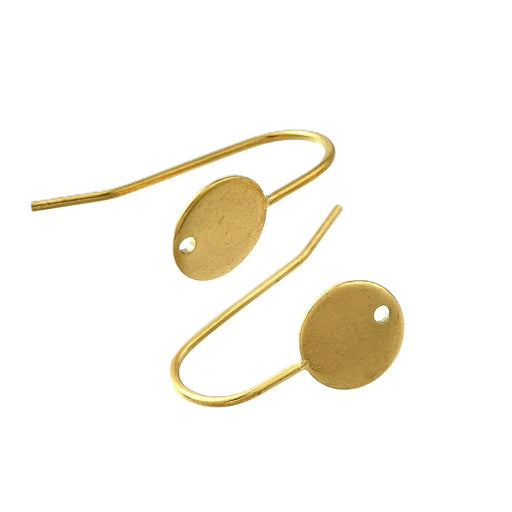 Earring hook and 8mm tray - Golden steel Hole: 1mm (2)
