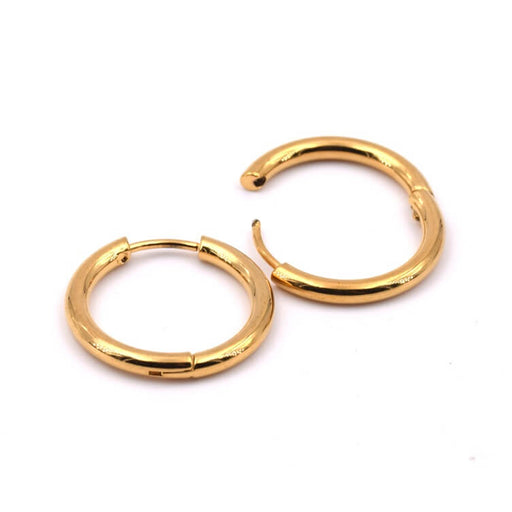 Huggie Hoop Earrings Golden Stainless Steel 21x2.5mm Inner Diameter: 16mm (2)