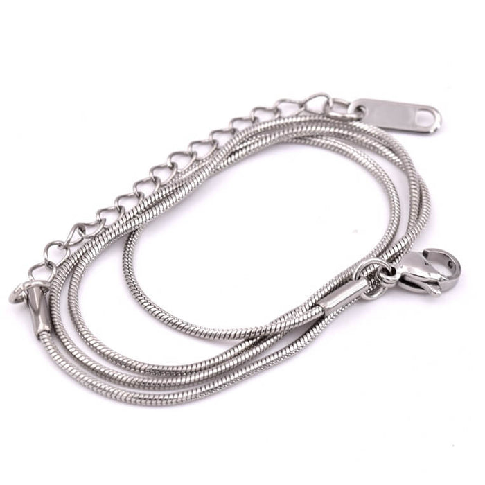 Round snake chain necklace Stainless steel 40+5cm - 1mm (1)