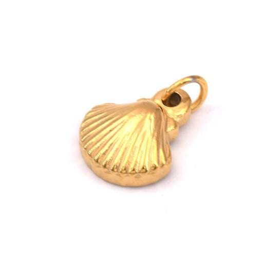 Scallop Shell Pendant 13mm Golden Steel - Hole: 1.5mm (1)
