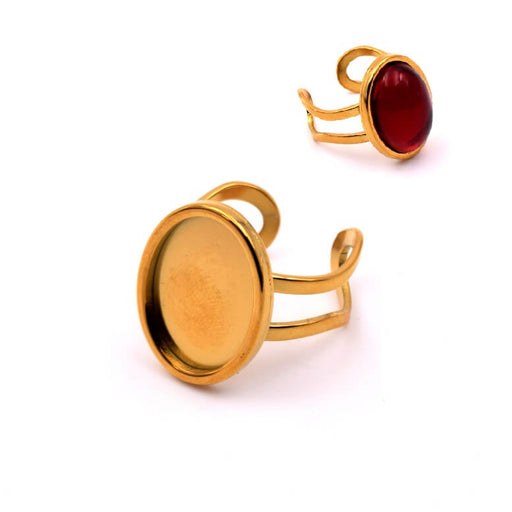 Ring Adjustable golden stainless steel for 18x13mm oval cabochon (1)