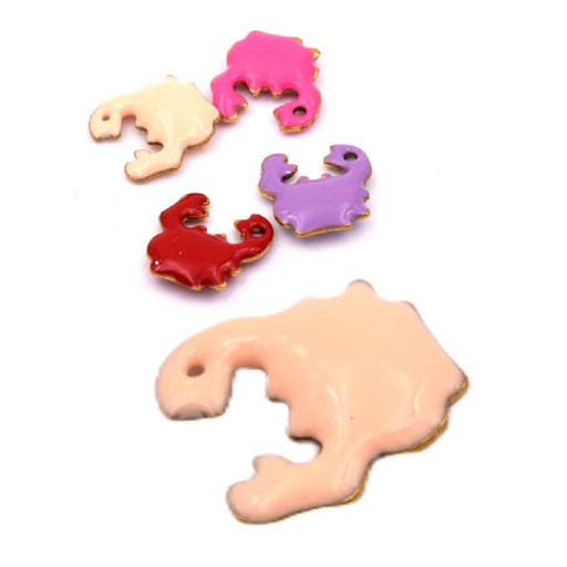 Crab charm BEIGE enamel - Golden stainless steel - 10mm (1)