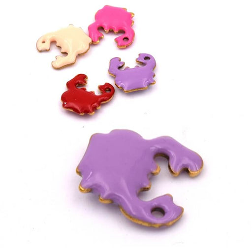 Crab charm PARMA purple enamel - Golden stainless steel - 10mm (1)
