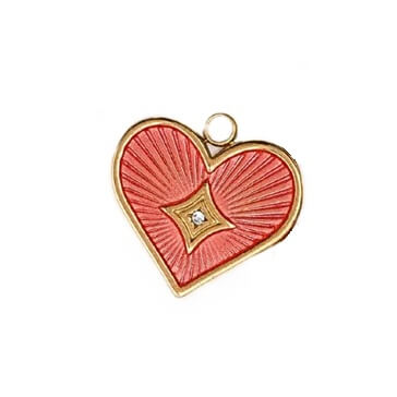 Buy Heart pendant with pink enamel and zircon - Golden steel - 16mm - Hole: 1.5mm (1)
