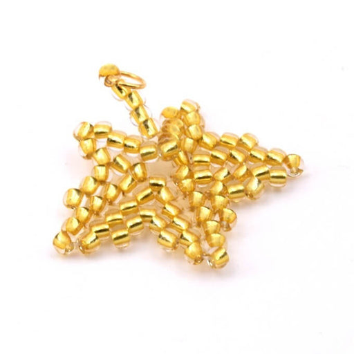 Leaf pendant golden yellow woven seed beads25x27mm - Hole: 3mm (1)