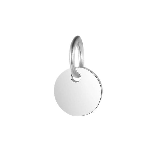 Round pendant 8mm - stainless steel - Hole: 3.5mm (1)