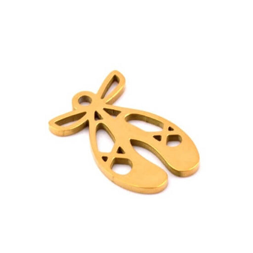 Ballerina slipper pendant - 15x10mm - golden steel - Hole: 1mm (1)