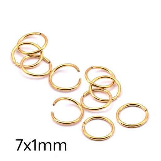 Buy Jump rings 7x1mm - Long-lasting Golden stainless steel (10)