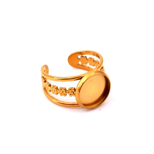 Ring with a 12mm cabochon tray - Golden stainless steel ring - 18mm (1)