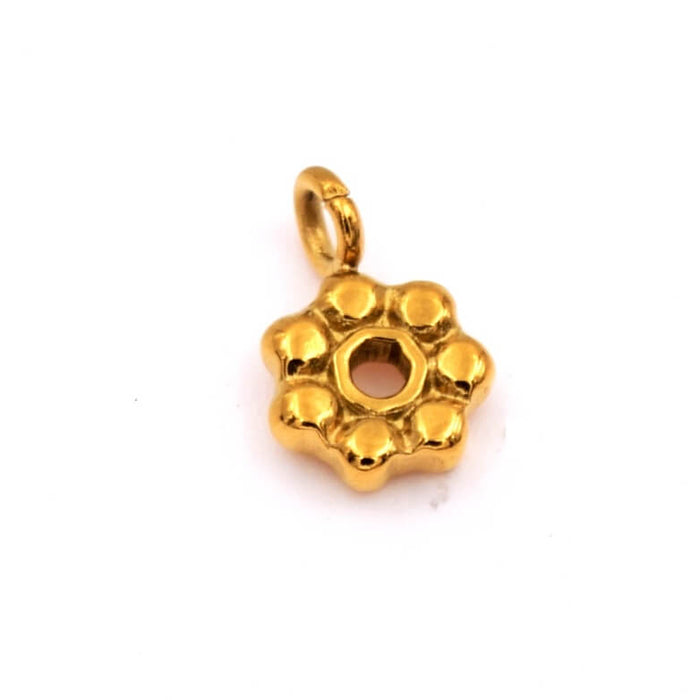 Flower Pendant Golden Stainless Steel - 6mm - Hole: 1.5mm (1)