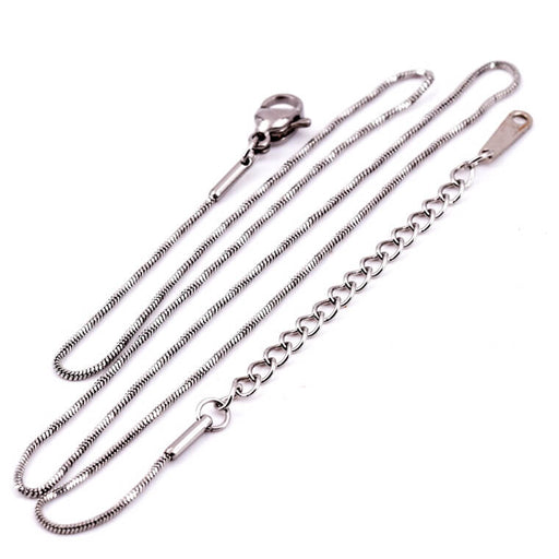 Stainless steel twisted snake chain necklace - 40+6cm - 1mm (1)