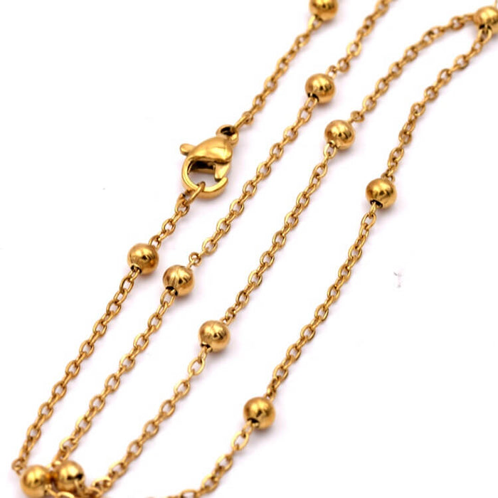 Satellite chain necklace Golden stainless steel - 1 and 3mm - 40cm (1)