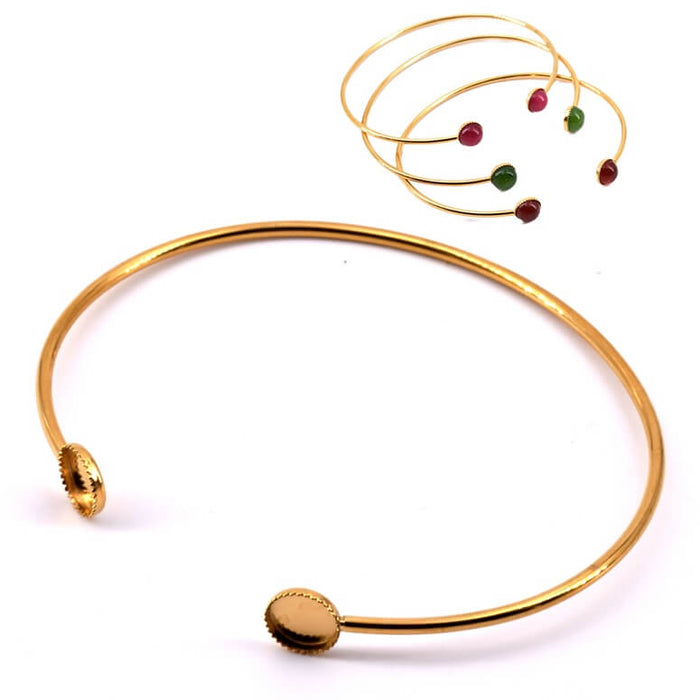 Oval Bangle Bracelet for 6mm Cabochons - Golden Stainless Steel - 55mm (1)