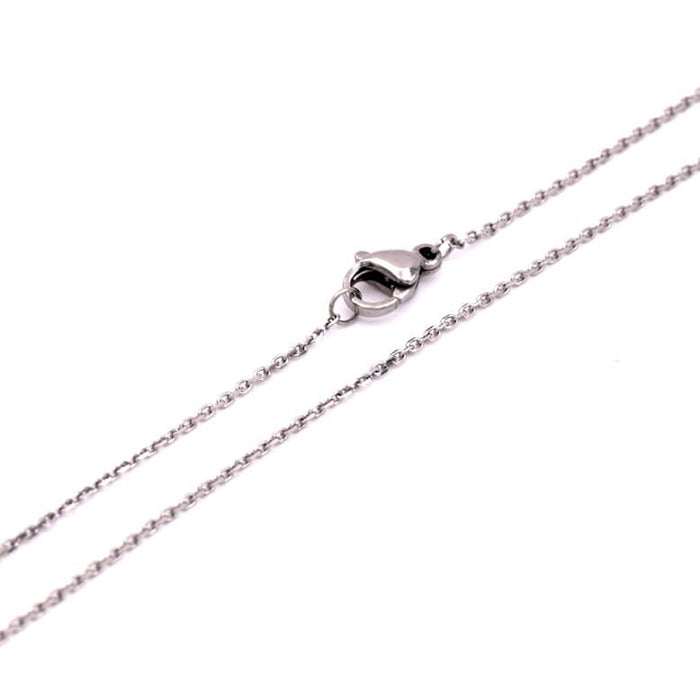 Flat rolo chain necklace -Stainless steel 1mm - 43cm (1)