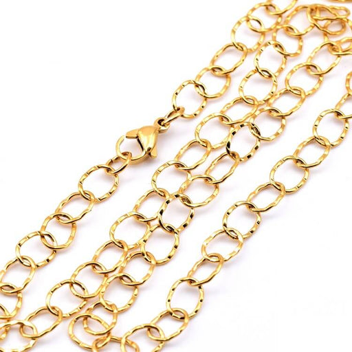 Chain necklace with rolo links - golden steel - 9x1mm - 45cm (1)