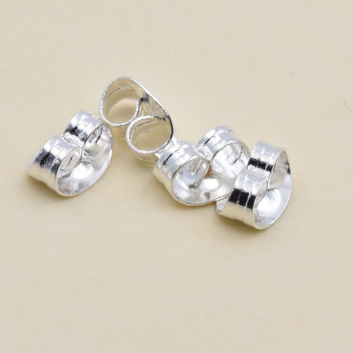 Stud earring puch backs - Silver-plated stainless steel 4.5mm (10)