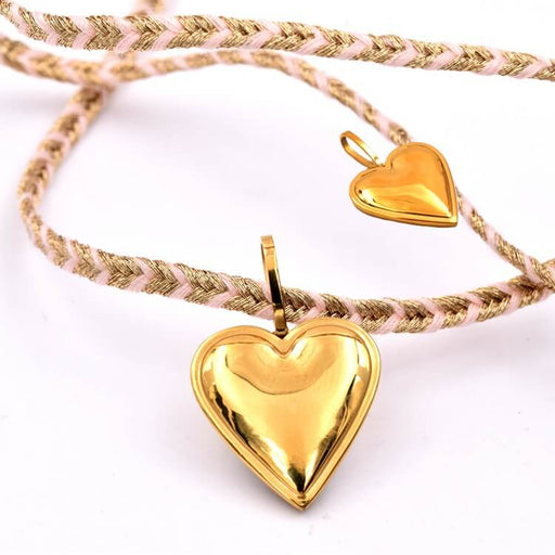 Heart Pendant Golden Stainless Steel - 20mm - 10x4mm Ring (1)
