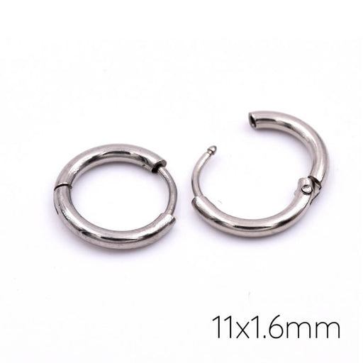 Huggie hoop earrings in 304 stainless steel - 11x1.6mm (2)