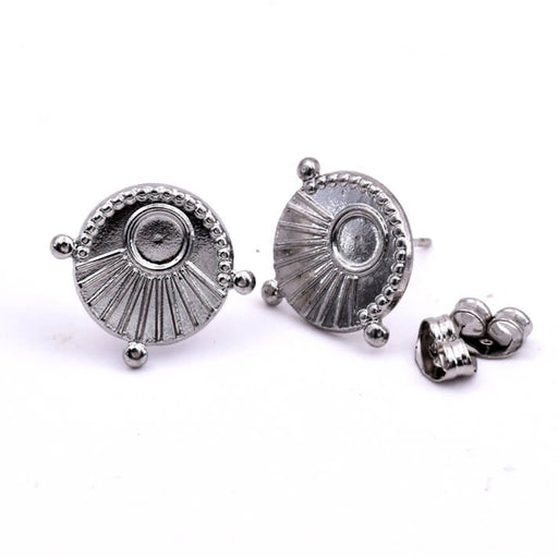 Ethnic steel post stud earrings for 4mm cabochon (2)