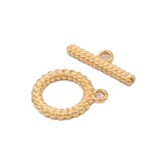 Laurel T-clasp - golden stainless steel - 16 mm and T-bar 20 mm (1)
