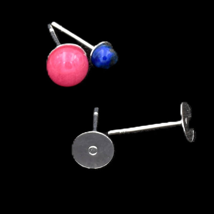 Stud earrings - Silver-plated steel – 6 mm disc and 0.7 mm post (4)