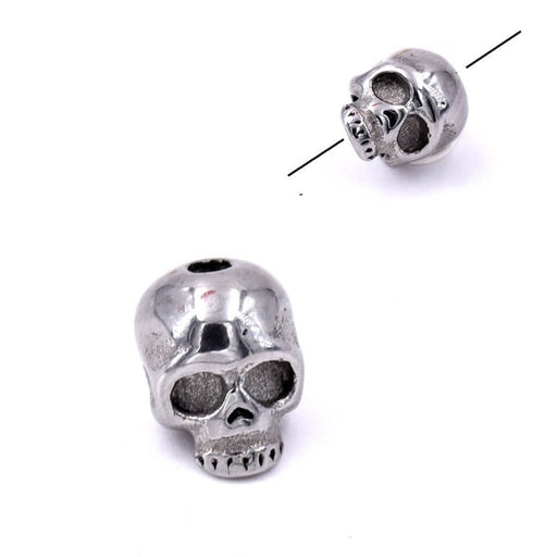 Skull bead with vertical hole - steel 8x6mm - Hole: 1.6mm (1)