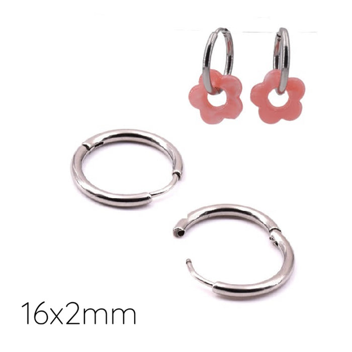 Huggie hoop earrings Stainless steel - 16x2mm (2)