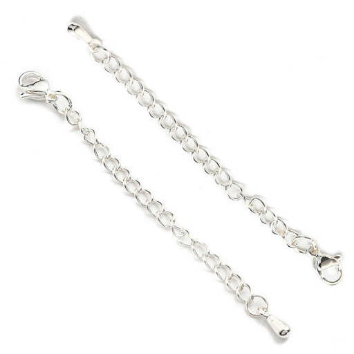 Lobster clasp and 5cm extender chain- silver color stainless steel (1)